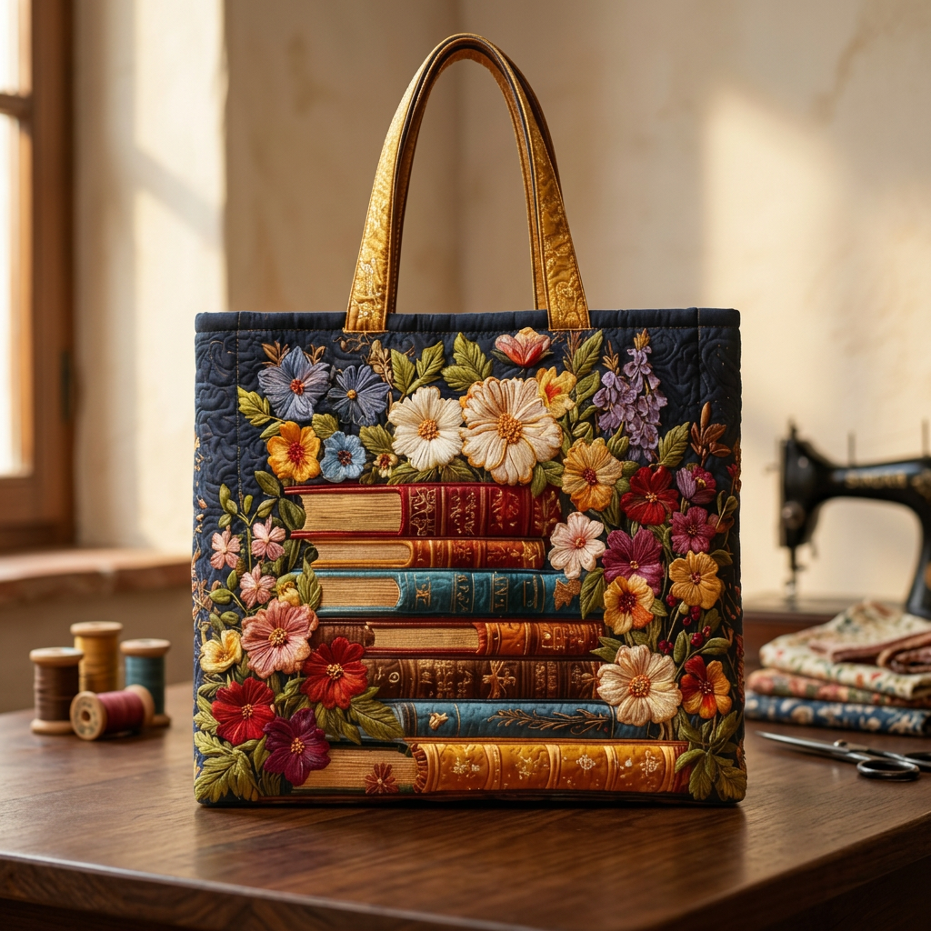 Borsa Trapuntata Floreale Libri