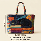Borsa Donna Gatto Nero Libri Tazze