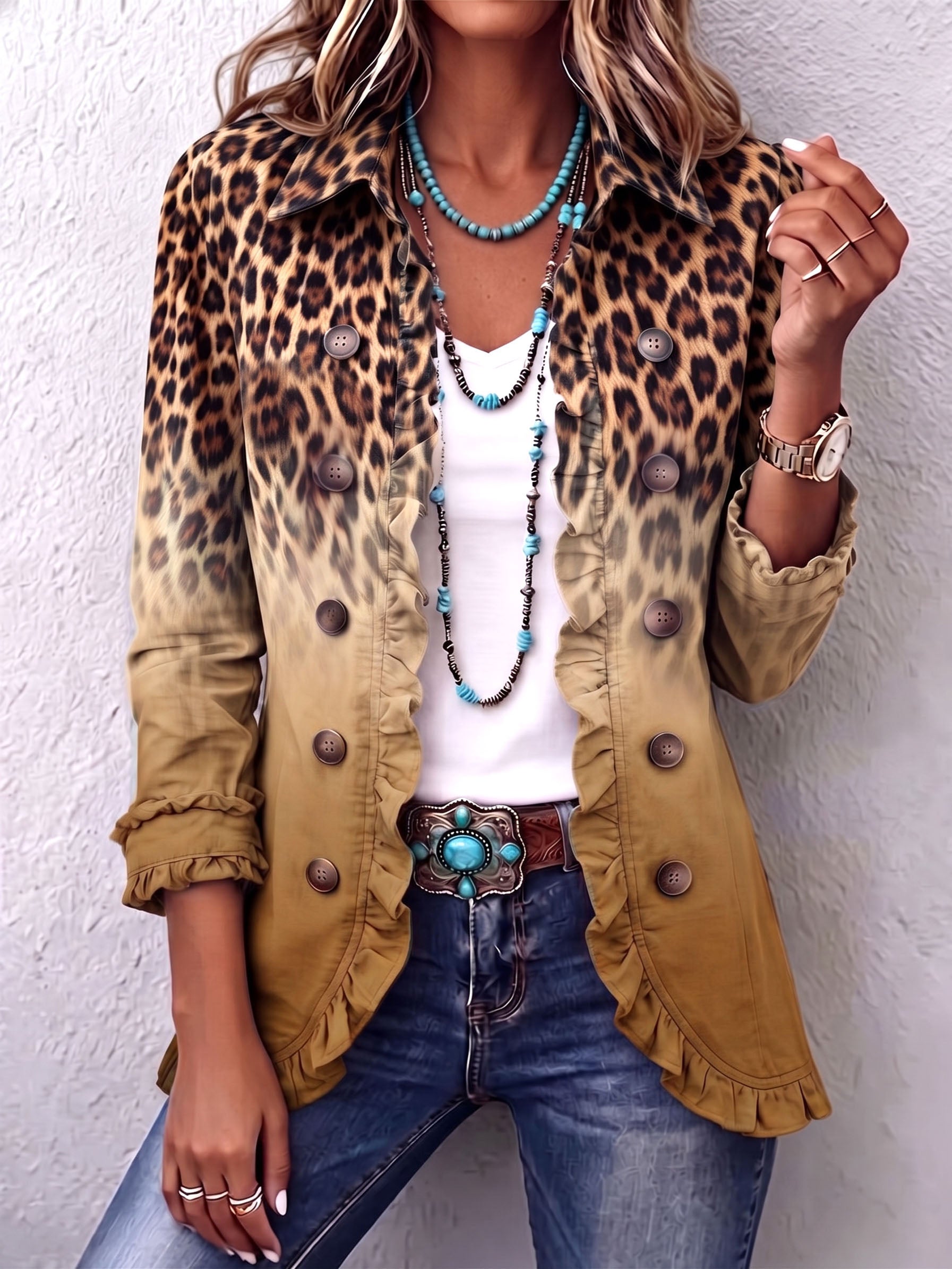 Reyes | Giacca Blazer Leopardo Ocra