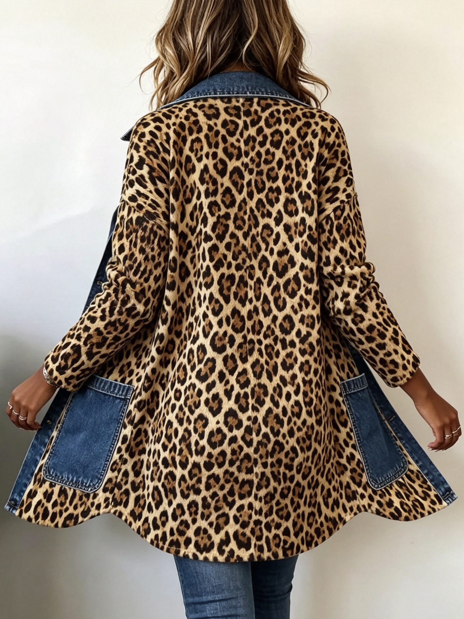 Lorena | Giacca Lunga Leopardo Denim