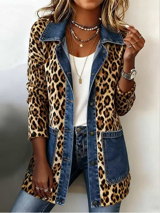 Lorena | Giacca Lunga Leopardo Denim